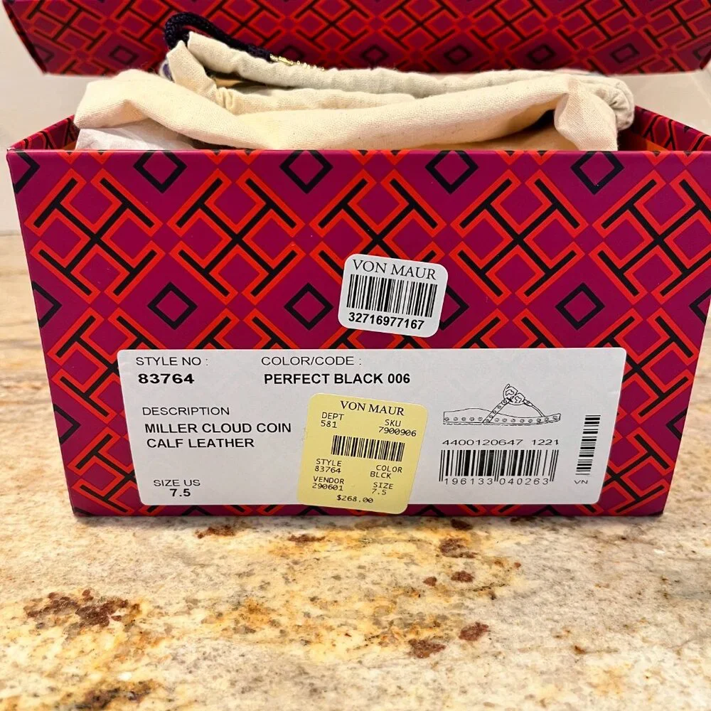 Tory Burch  Studded Black and Gold Flip Flop - Picture 7 of 7